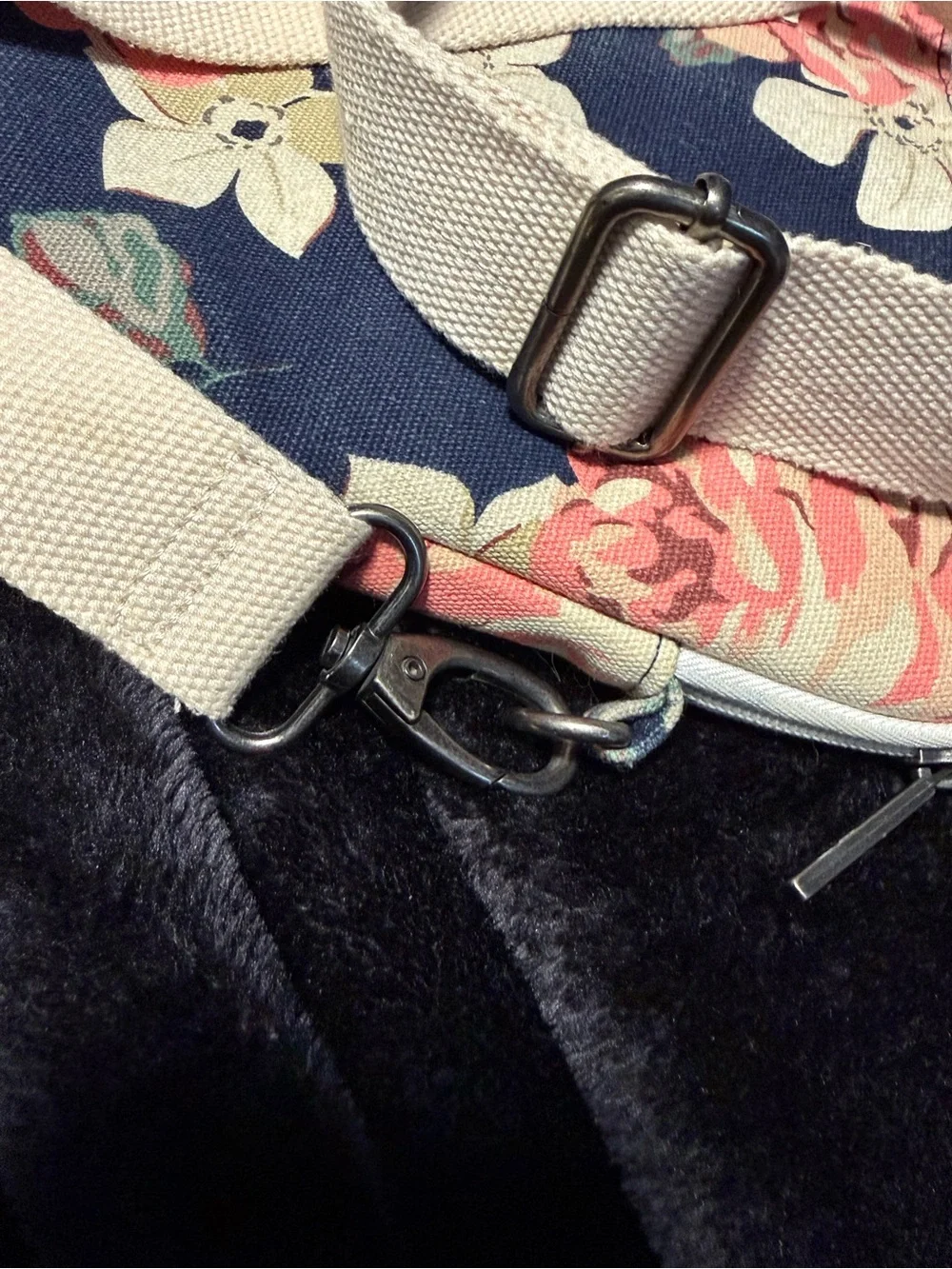 Canvas Floral Laptop Bag with Pink Rose Print - Unbranded